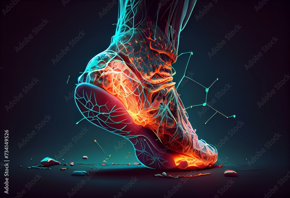 Painful Ankle Illustration. Generative AI - obrazy, fototapety, plakaty 