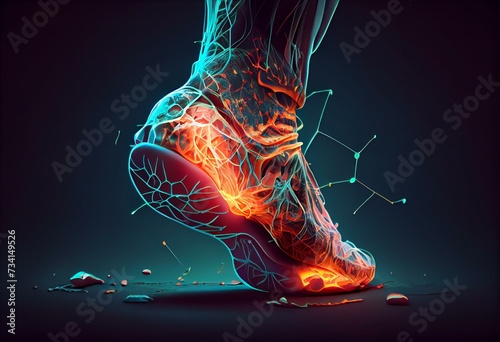 Painful Ankle Illustration. Generative AI