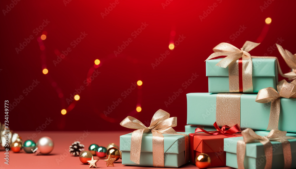 A shiny gift box wrapped in gold, glowing with love generated by AI A shiny gift box wrapped in gold, glowing with love generated by AI