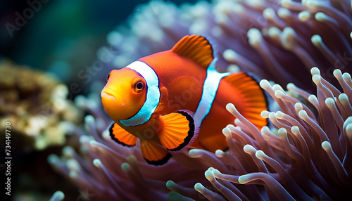 Vibrant clown fish swim among colorful coral in the reef generated by AI © Jeronimo Ramos
