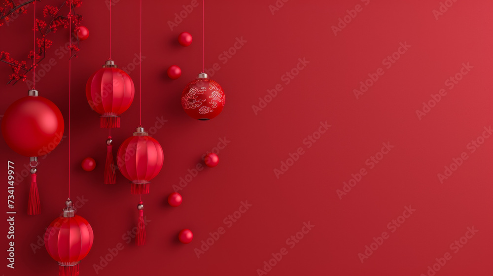Chinese new year festive background with red decoration Chinese new year festive background with red decoration