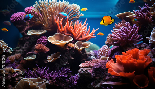 Underwater nature fish, coral, multi colored, tropical climate, sea life generated by AI
