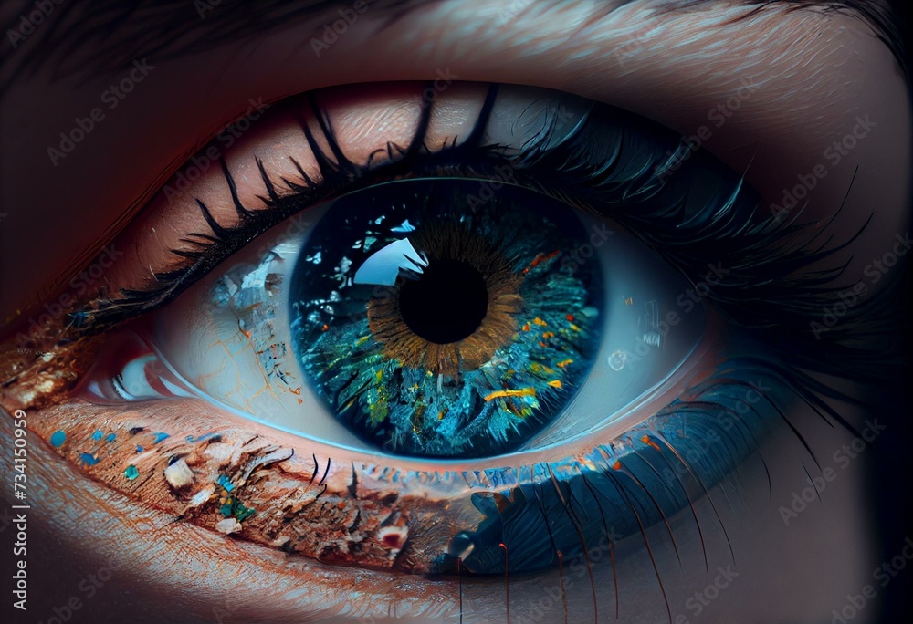 Shortcomings can blind our views and limit perspective - pictured as word Shortcomings on eyes to symbolize that Shortcomings can distort perception of the world, 3d illustration. Generative AI - obrazy, fototapety, plakaty 