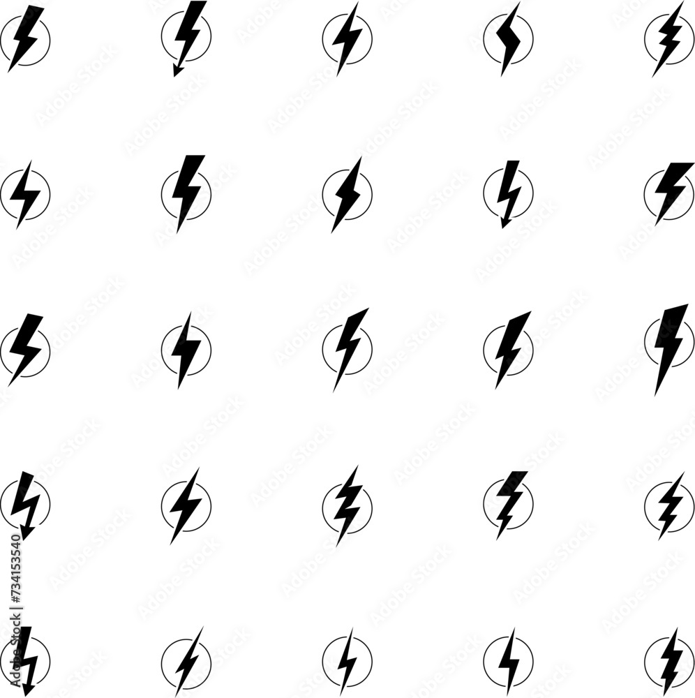 Flash lightning bolt icon. Electric power symbol. Power energy sign. High voltage warning sign, symbol. Caution electric shock. Vector illustration .