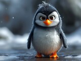 Angry Penguin. Penguins in different life situations. Generated by AI. High-quality illustration