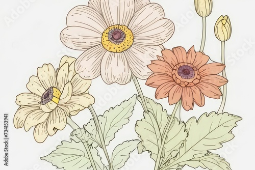 Wallpaper Mural Outline Drawings of flowers for the coloring page Torontodigital.ca