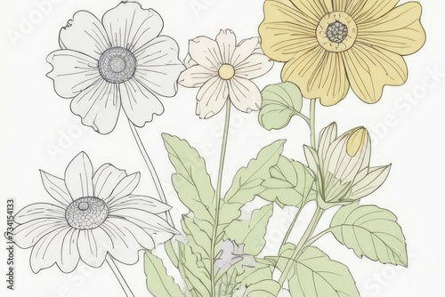 Wallpaper Mural Outline Drawings of flowers for the coloring page Torontodigital.ca
