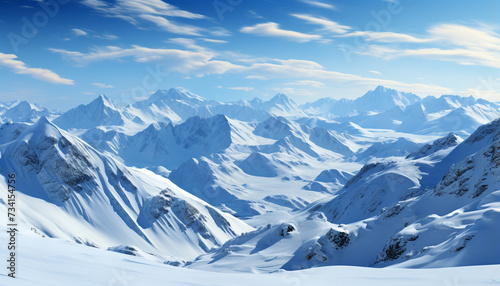 Majestic mountain peak, tranquil scene, frozen beauty in nature generated by AI