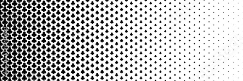 horizontal black halftone of clubs icon of playing card design for pattern and background.