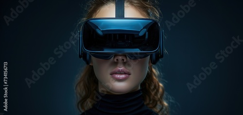 Metaverse technology concept. Excited young woman wearing VR headset with new experience © Vasiliy