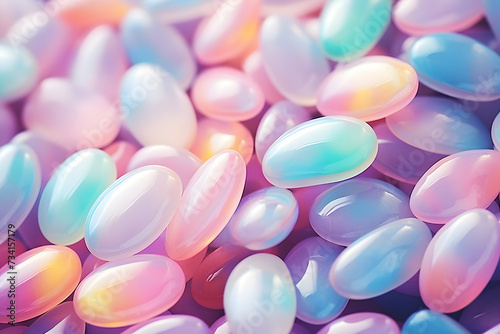 background of round sweet candies in pastel colors.