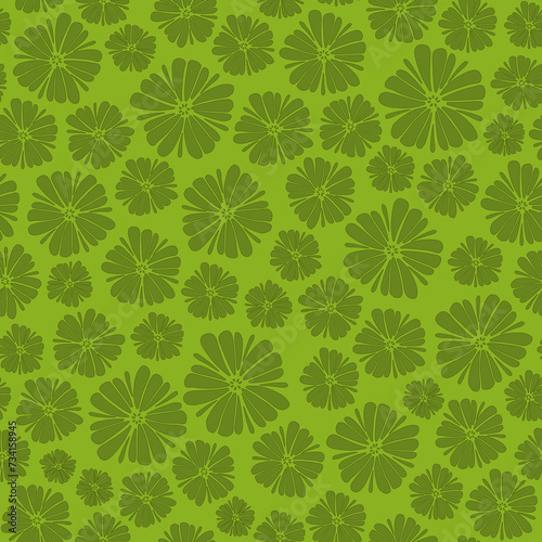 Green spring flowers   Seamless repeat pattern