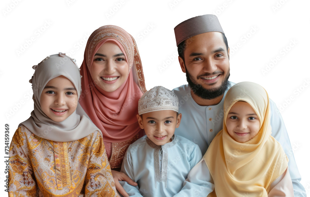 Photo of a islamic family with transparent background