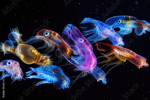 A vibrant ensemble of deep-sea amphioxus thriving in their undersea environment © Veniamin Kraskov