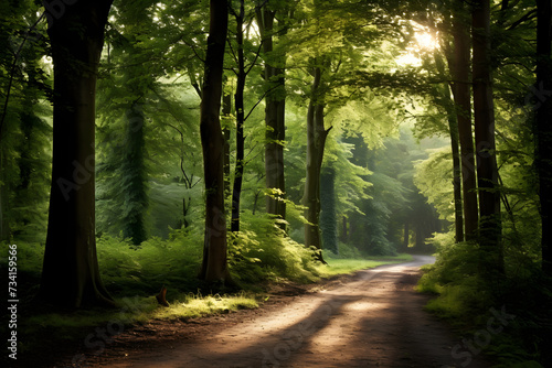 Enchanting Sunlit Forest Pathway - A Haven of Tranquillity and Natural Splendor © Logan