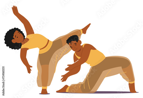 Joyous Little Boy And Girl Characters Twirl Gracefully, Mirroring The Enchanting Rhythm Of An Arab Dance, Vector