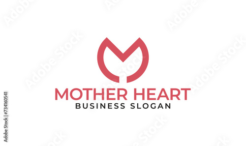 Mother heart letter m modern business logo icon