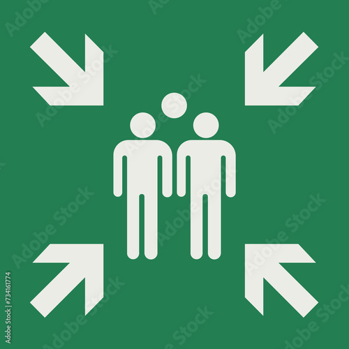 SAFETY CONDITION SIGN PICTOGRAM, EVACUATION MEETING POINT ISO 7010 – E007, SVG