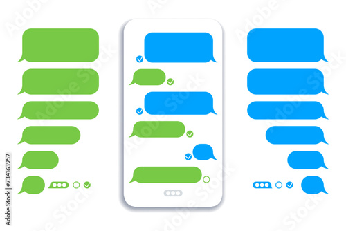Message bubbles template for creating dialogues on white background. Text template bubbles. Mockup Web messenger interface. Speech bubbles for chat.