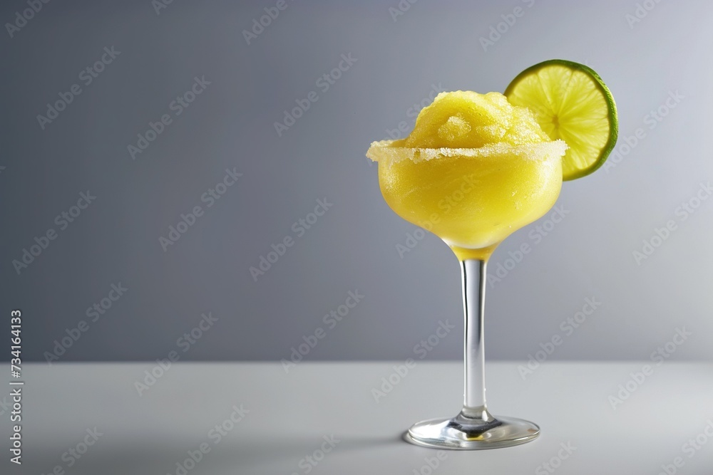 Yellow Slushie. Trendy cocktail on ice.