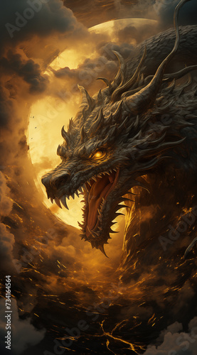 wallpaper for smartphone majestic dragon in smoke © Роман Варнава
