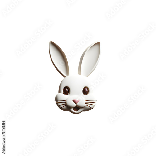 Ícone de cabeça de coelho de chocolate branco alegre. Rosto de coelhinho da páscoa branco.