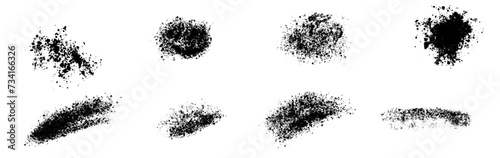 Set of vector black ink brush strokes.Black paint  ink brush strokes  lines.Grunge splatter  dirt stain  brush with drops blots