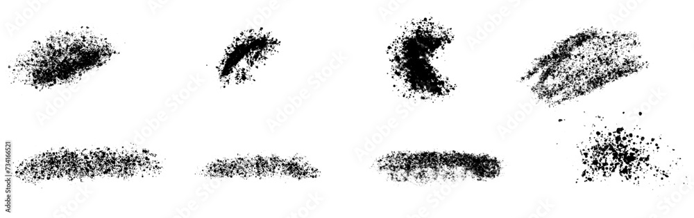 Obraz premium Set of vector black ink brush strokes.Black paint, ink brush strokes, lines.Grunge splatter, dirt stain, brush with drops blots