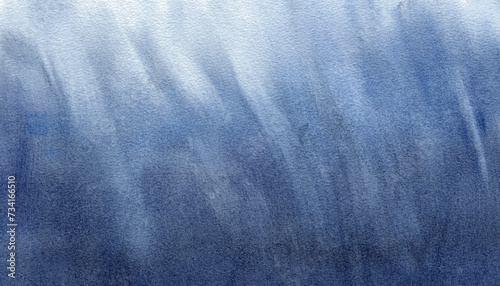 Abstract blue paint background. Horizontal stain backdrop, sea texture. Watercolor illustration. Simulated water, ocean, stormy sky, dark blue. For poster, banner, print, fabric photo