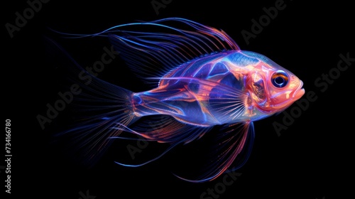 luminous transparent purple fish isolated on black background © id512