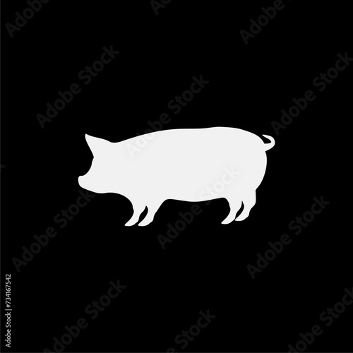 Pig icon flat illustration for graphic and web design isolated on black background from farm collection.