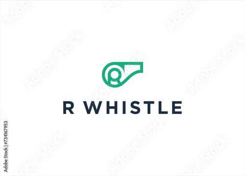 Initial Letter R With Whistle logo design vector illustration