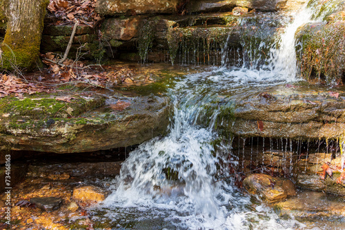 Beautiful waterfall after winter rains at Magazine Mountain  Arkansas.