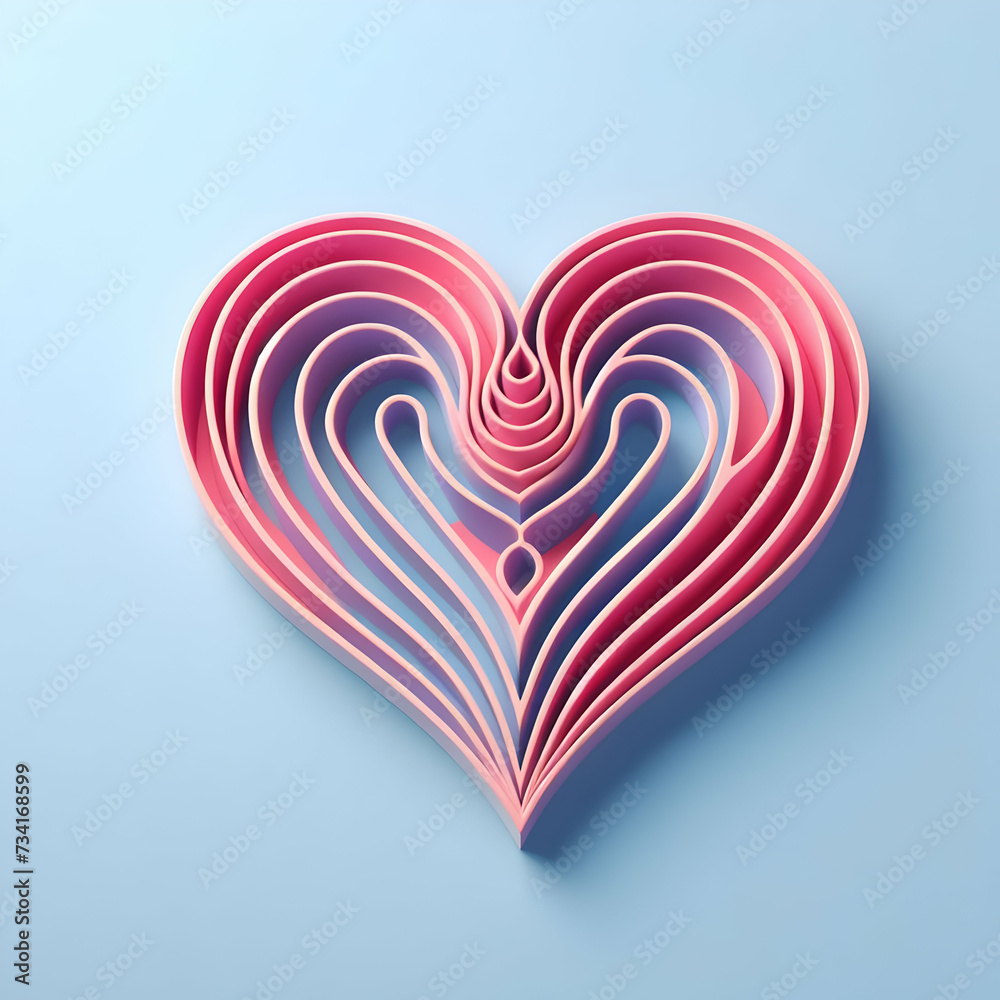 Heart shape design with 3d render and beautiful effect