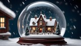 inside a snow globe, with a miniature wintry village and a delicate snowfall that seems to dance in the air.