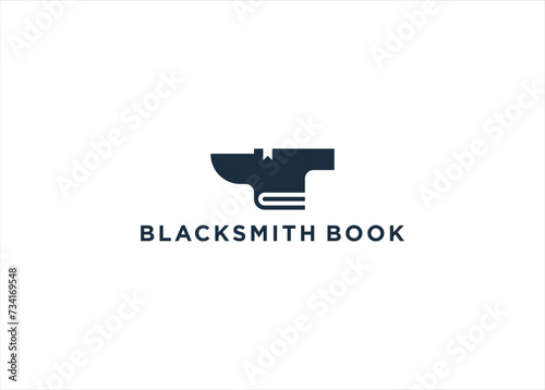 Book education with Blacksmith Forge vector logo design illustration