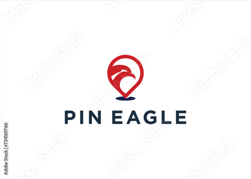 Creative Map Pin Eagle logo design vector illustration 