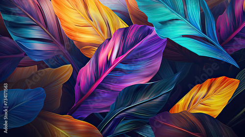An abstract take on tropical leaves, vibrant colors and unique compositions to evoke a sense of energy and life background Ai Generative © SK