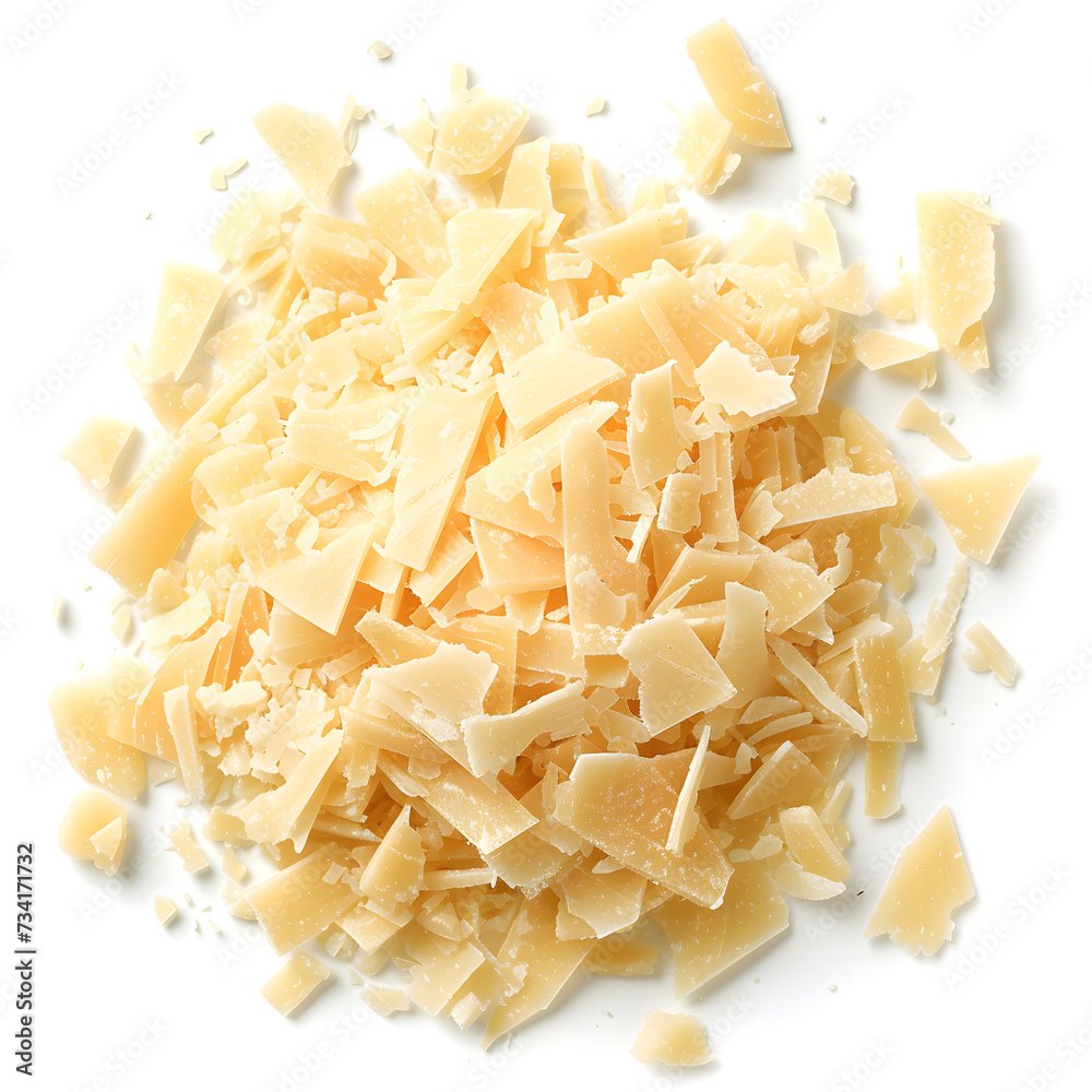 Grated parmesan isolated on white background Grated parmesan isolated on white background