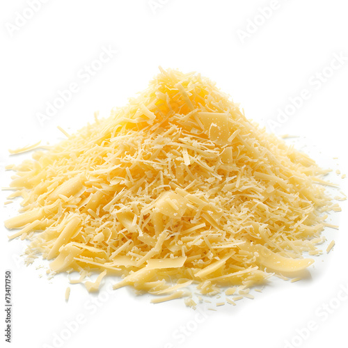 Grated parmesan isolated on white background