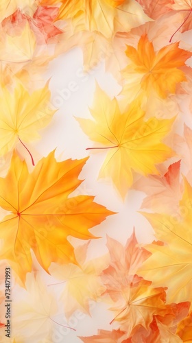 autumn maple leaves on bright textured background with copy space