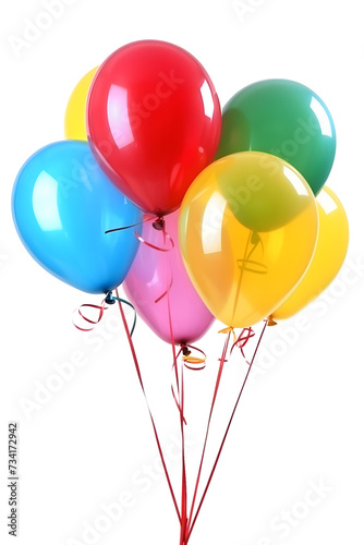 Colorful balloons isolated on transparent background