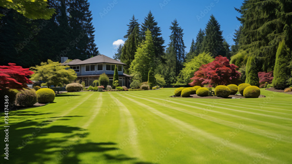  Beautiful and large manicured lawn surrounded