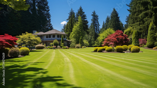  Beautiful and large manicured lawn surrounded