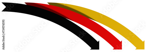 drei Pfeile in den Farben der deutschen Flagge zeigen nach unten photo