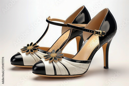 Monochrome Elegance: Black and White Patterned Stiletto Heels
