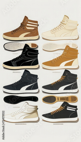 Sleek High-Top Sneaker Collection in Monochrome Shades
