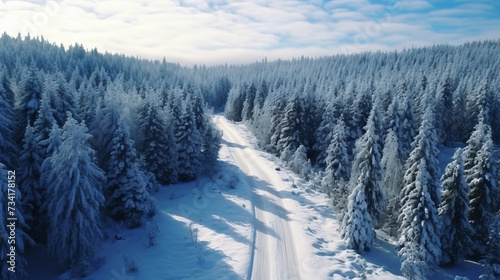  Drone footage. Winter landscape. Mountain road © Julie