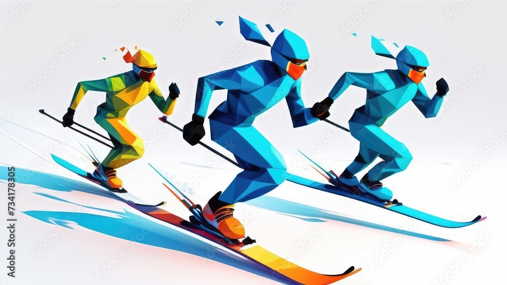 Obraz premium Giant Slalom Ski Racer silhouette. Color illustration