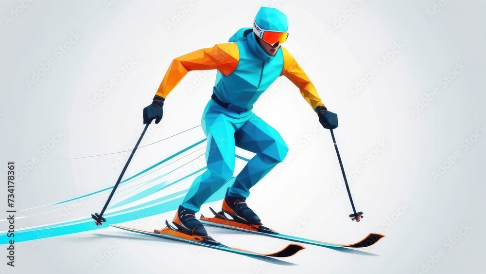Obraz premium Giant Slalom Ski Racer silhouette. Color illustration